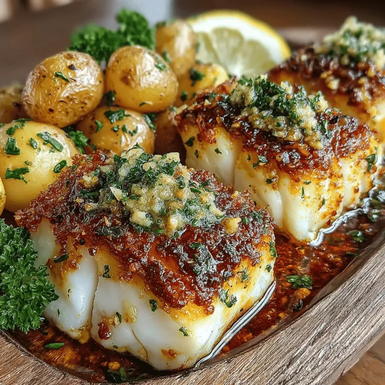 The heart of our Garlic Butter Cod recipe lies in the beautifully crafted garlic butter sauce. This sauce not only enhances the cod but also adds a rich layer of flavor that perfectly complements the roasted potatoes.