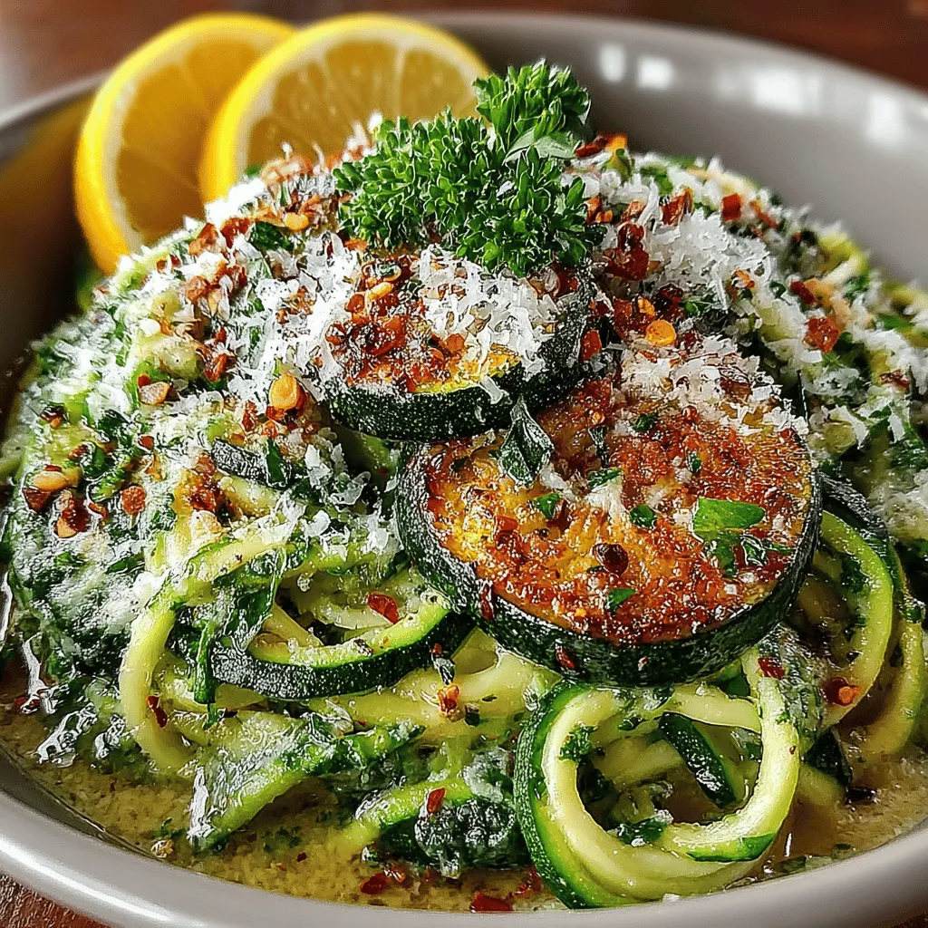 To start preparing the Zesty Garlic Butter Zucchini Noodles, melt your butter in a large skillet over medium heat. It is crucial to pay attention to the temperature of the skillet to avoid burning the butter. High heat can lead to a nutty flavor that can overwhelm the dish, while low heat might not allow the butter to melt properly. The goal is to achieve a gentle sizzle without browning the butter too much.