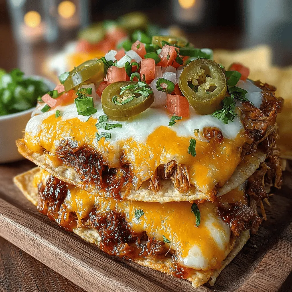 When it comes to crowd-pleasing dishes, few can rival the universal appeal of nachos. This beloved snack has a way of bringing people together, whether it's during a casual movie night at home, a lively game day gathering, or a festive family dinner. The traditional combination of crispy tortilla chips, gooey cheese, and a variety of toppings is endlessly customizable, allowing for creativity in every bite. Today, we’re taking nachos to the next level by introducing a unique twist: Smoky Slow-Cooked BBQ Pulled Pork Nachos.