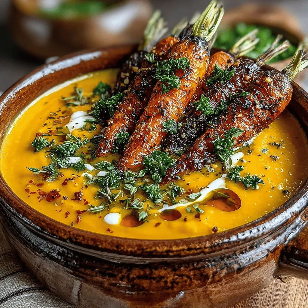 As the seasons change and cooler weather sets in, nothing quite warms the soul like a steaming bowl of soup. Creamy Roasted Carrot and Thyme Soup is not just a dish; it's a comforting embrace in a bowl. With its vibrant orange hue and silky texture, this soup invites you to indulge in the rich flavors of roasted carrots, enhanced by the aromatic earthiness of thyme. It’s a perfect choice for chilly evenings, bringing both warmth and nourishment to your table.