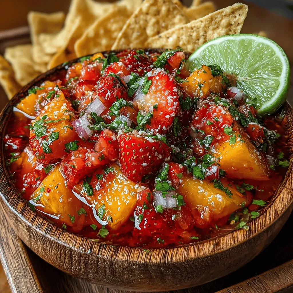 The flavor profile of Peach Strawberry Salsa is a harmonious balance of sweet and savory. The naturally sugary notes of the peaches and strawberries are beautifully complemented by the zesty kick of lime juice and the subtle heat of jalapeño. This combination creates a multi-dimensional taste experience that dances on the palate, making it a standout dish for any summer occasion.