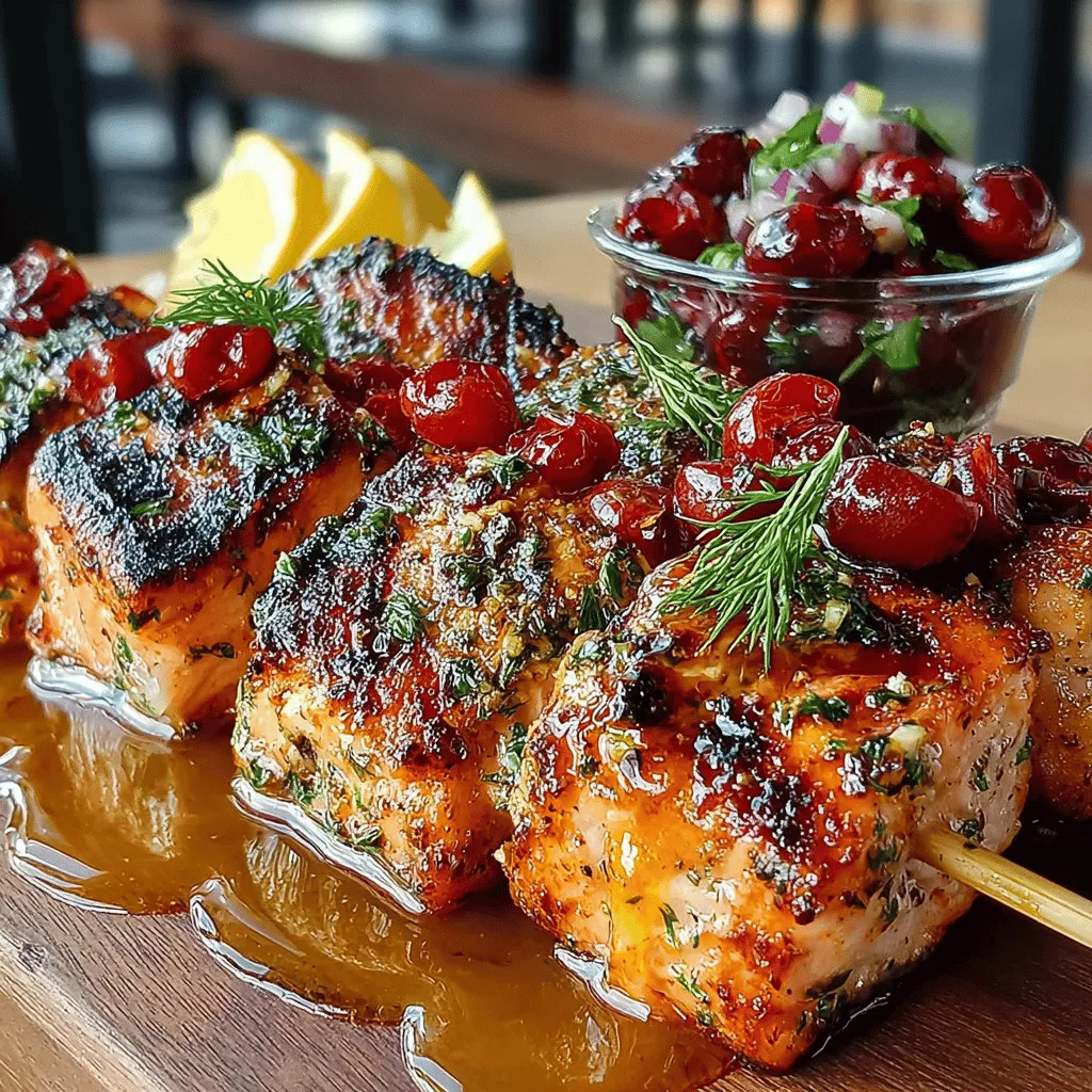 In the world of culinary delights, few dishes can rival the exquisite balance of flavors found in Savory Salmon Skewers paired with a Sweet Cherry Salsa. This innovative recipe seamlessly combines the rich, buttery taste of fresh salmon with the bright, juicy notes of cherries, creating a dish that not only pleases the palate but also serves as a healthy option for family dinners or social gatherings. Whether you're hosting a summer barbecue or simply looking to elevate your weeknight meals, these skewers promise to deliver a burst of flavor and a touch of elegance to your dining experience.