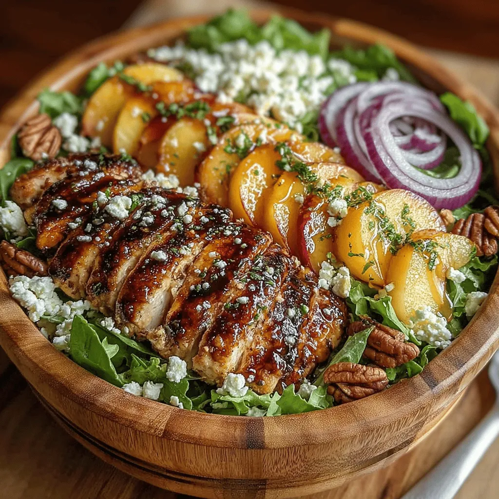 As the sun shines brighter and the days grow longer, the appeal of summer salads becomes undeniable. These vibrant dishes not only offer a refreshing reprieve from heavier, winter fare but also present an opportunity to embrace the season's bountiful produce. Among the myriad of salad options, the Grilled Chicken Peach Salad stands out as a particularly delightful choice, combining the succulent flavor of grilled chicken with the sweetness of ripe peaches, all brought together with a zesty honey-lime dressing. This salad is a celebration of summer, perfectly suited for warm evenings, casual gatherings, or a quick yet satisfying lunch.