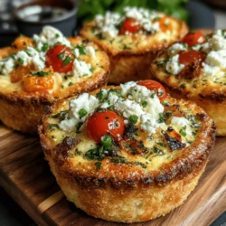 Tomato & Feta Mini Quiches are a delightful culinary creation that perfectly marries rich flavors with wholesome ingredients. These bite-sized treats are not only visually appealing but also versatile enough to shine in various dining scenarios. Whether you're planning an elegant brunch, hosting a casual gathering, or simply looking for a satisfying snack, these mini quiches will impress your guests while satisfying your taste buds.