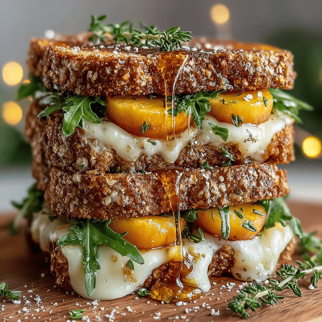 The Juicy Peach & Brie Sandwich Melt is a culinary celebration of summer, perfectly capturing the season's essence with its delightful combination of flavors. This sandwich is a delicious fusion of sweet and savory elements, making it an ideal choice for a light lunch or a satisfying dinner. Imagine biting into a warm, gooey sandwich where the creamy richness of Brie cheese meets the sweet juiciness of ripe peaches, all encased in perfectly toasted sourdough bread. This sandwich not only offers a delightful taste experience but also serves as a reminder of the joys of seasonal cooking.