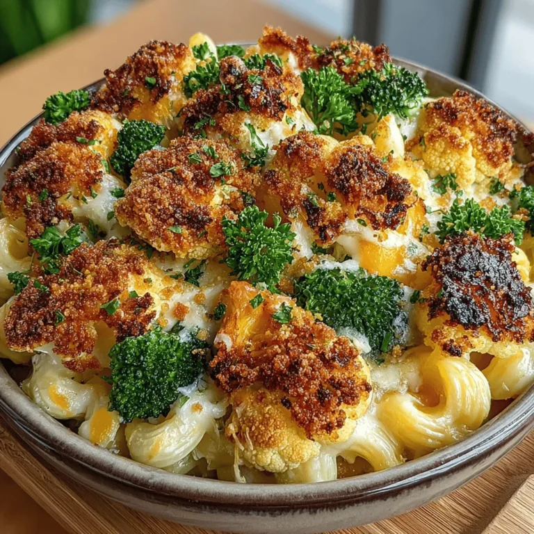 Preheating your oven is a crucial first step in achieving the perfect Cheesy Broccoli & Cauliflower Bake. The right temperature is key when roasting vegetables, as it ensures even cooking and caramelization, enhancing their natural flavors. Set your oven to 400°F (200°C) to create a hot environment that will help develop a delicious roasted flavor in the broccoli and cauliflower. This process will not only accentuate the taste but also provide a pleasing texture that complements the creamy cheese sauce.