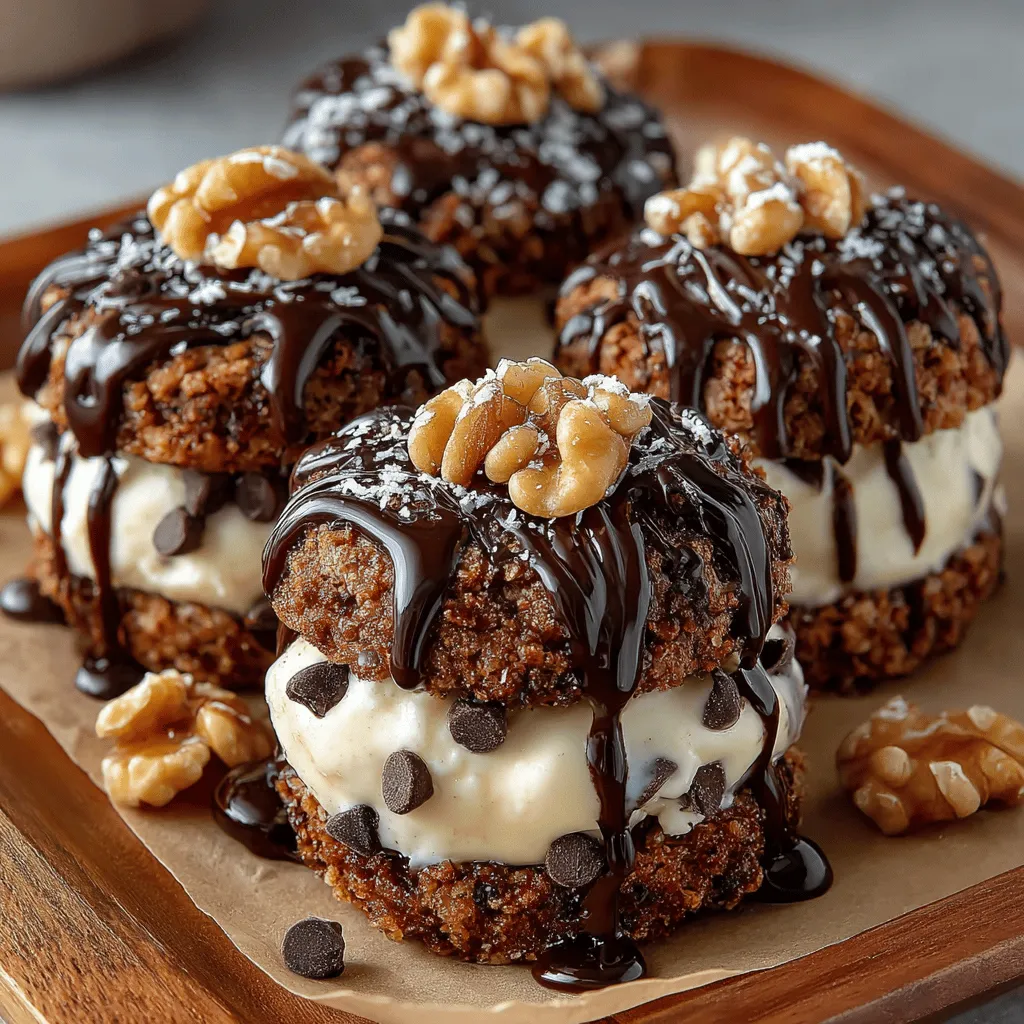 <strong>Introduction</strong>” /></p>
</p>
<h2>Adding the Crunch Elements</h2>
</p>
<p>Incorporating crunchy components into your Frozen Yogurt Mocha Crunch Sandwiches not only enhances their texture but also adds an exciting element to each bite. To achieve this, you’ll want to gently fold in your chosen crunch elements into the yogurt mixture. This technique is crucial for maintaining the fluffiness of the yogurt, which is key to a delightful mouthfeel.</p>
</p>
<p>To begin, ensure your yogurt mixture is whipped to the desired consistency—smooth and airy. When you’re ready to add the crunch, consider using ingredients such as crushed chocolate cookies, chopped nuts, or even granola. If you’re using chocolate cookies, crush them into small pieces but avoid turning them into dust. Aim for a variety of sizes so that you can enjoy the contrast in texture.</p>
</p>
<p>Using a spatula, gently fold the crunchy ingredients into the yogurt mixture. Be careful not to overmix; you want the yogurt to remain light and fluffy while still allowing the crunchy bits to be evenly distributed throughout. Folding is an essential step to ensure that each sandwich has a satisfying crunch without compromising the creamy texture of the yogurt.</p>
</p>
<h2>Assembling the Sandwiches</h2>
</p>
<p>Once you have your yogurt mixture ready, it’s time to assemble the sandwiches. This step is crucial for achieving a balanced dessert that is visually appealing and delicious in every bite. Start by laying out your cookies on a clean surface or platter, ensuring they are all facing the same direction.</p>
</p>
<p>Using a spoon or spatula, take a generous scoop of the yogurt mixture and place it on the bottom half of each cookie. Aim for an even layer that covers the entire surface of the cookie without spilling over. A good guideline is to use about two tablespoons of the yogurt mixture per sandwich, but feel free to adjust based on your preference.</p>
</p>
<p>After you’ve added the yogurt, gently press the top half of the cookie down onto the yogurt. This will help distribute the filling evenly and create a cohesive sandwich. Make sure to align the cookies so they fit snugly together. If you find that the yogurt is oozing out the sides, don’t worry—this is a sign of a well-filled sandwich! Just use a spatula to clean up any excess yogurt for a more polished look.</p>
</p>
<h2>Freezing the Sandwiches</h2>
</p>
<p>The freezing stage is critical to achieving the perfect texture for your Frozen Yogurt Mocha Crunch Sandwiches. After assembling all your sandwiches, place them on a baking sheet lined with parchment paper. Ensure that they are not touching each other to prevent sticking. Cover the tray with plastic wrap or aluminum foil to protect them from freezer odors and maintain their freshness.</p>
</p>
<p>For best results, allow the sandwiches to freeze for at least four hours or until they are firm. If you can wait longer, freezing them overnight is ideal, as it ensures the yogurt filling becomes solid and easy to bite into. The key is to allow enough time for the filling to harden while still retaining a creamy texture that melts in your mouth. Once they are fully frozen, you can store them in an airtight container for up to two weeks, although they likely won’t last that long!</p>
</p>
<h2>Drizzling and Serving</h2>
</p>
<p>When it comes to serving your Frozen Yogurt Mocha Crunch Sandwiches, presentation can elevate the experience significantly. For an impressive touch, consider drizzling melted chocolate or caramel sauce over the sandwiches just before serving. This not only enhances the visual appeal but adds an extra layer of flavor.</p>
</p>
<p>For a more festive touch, sprinkle crushed nuts or chocolate shavings over the drizzle for added texture and a pop of color. You can also serve the sandwiches alongside fresh berries or a scoop of additional yogurt for a refreshing contrast. These elements not only make for a stunning presentation but also complement the rich coffee flavors of the sandwiches.</p>
</p>
<p>When serving, consider using decorative plates and adding a garnish of mint leaves for a pop of color. These small details can make your dessert feel more special, perfect for gatherings or celebrations.</p>
</p>
<h2>Nutritional Insights</h2>
</p>
<p>Understanding the nutritional aspects of Frozen Yogurt Mocha Crunch Sandwiches can help you appreciate this treat even more. Each sandwich is a delightful balance of flavors and textures, but how does it stack nutritionally?</p>
</p>
<h3>Caloric Content and Health Benefits</h3>
</p>
<p>On average, one sandwich contains around 150-200 calories, depending on the specific ingredients you use. The yogurt base provides a good source of protein and calcium, making it a healthier alternative to traditional ice cream sandwiches. Additionally, if you choose low-fat or Greek yogurt, you’ll enhance the protein content while reducing the fat calories.</p>
</p>
<p>The crunch elements, whether they are nuts or cookies, can provide healthy fats and fiber, contributing to your overall nutrient intake. By opting for whole-grain cookies or adding seeds and nuts, you can further boost the health profile of these sandwiches without sacrificing taste.</p>
</p>
<h2>Alternative Ingredient Options</h2>
</p>
<p>For those with dietary restrictions or preferences, the beauty of Frozen Yogurt Mocha Crunch Sandwiches lies in their versatility. You can easily swap out ingredients to create a dessert that fits your needs.</p>
</p>
<p>– <strong>Dairy-Free Yogurt</strong>: For a dairy-free version, use coconut, almond, or soy yogurt. These alternatives provide a creamy base while accommodating lactose intolerance or vegan diets.</p>
<p>– <strong>Gluten-Free Cookies</strong>: If you need a gluten-free option, look for cookies made with almond flour or gluten-free oats. There are many delicious gluten-free recipes available that can replicate the texture of traditional cookies.</p>
<p>– <strong>Sweetener Substitutes</strong>: If you want to reduce sugar intake, consider using natural sweeteners like honey, maple syrup, or stevia. Just remember to adjust the quantity to maintain the right consistency in your yogurt mixture.</p>
</p>
<h2>Serving Suggestions</h2>
</p>
<p>While Frozen Yogurt Mocha Crunch Sandwiches are delightful on their own, there are creative ways to enjoy them beyond the standard serving. Here are some suggestions to elevate your dessert experience:</p>
</p>
<p>1. <strong>Ice Cream Sundae Style</strong>: Crumble the sandwiches into a bowl and top them with your favorite ice cream or yogurt, drizzling with chocolate sauce and adding sliced fruits for a decadent sundae.</p>
</p>
<p>2. <strong>Layered Parfaits</strong>: Instead of assembling sandwiches, layer the yogurt mixture and cookie pieces in a glass. Alternate layers for a visually appealing parfait that can be enjoyed with a spoon.</p>
</p>
<p>3. <strong>Mini Sandwiches</strong>: Use smaller cookies to create mini versions of the sandwiches, perfect for bite-sized treats at parties or gatherings.</p>
</p>
<h2>Pairings with Beverages</h2>
</p>
<p>To further enhance the flavor experience of your Frozen Yogurt Mocha Crunch Sandwiches, consider pairing them with complementary beverages. Here are some delightful options:</p>
</p>
<p>– <strong>Coffee</strong>: A rich, brewed coffee complements the mocha flavor of the sandwiches beautifully. The warmth of the coffee balances the coolness of the dessert, creating a harmonious pairing.</p>
<p>– <strong>Milkshakes</strong>: A vanilla or chocolate milkshake can be a fun accompaniment, echoing the dessert’s flavors while providing a creamy counterpart.</p>
<p>– <strong>Iced Tea</strong>: For a lighter option, consider serving with a glass of unsweetened iced tea. The subtle flavors of tea can help cleanse the palate between bites.</p>
</p>
<h2>Presentation Ideas for Special Occasions</h2>
</p>
<p>If you’re planning to serve Frozen Yogurt Mocha Crunch Sandwiches at a gathering or special event, presentation is key. Here are some ideas to make your dessert a centerpiece:</p>
</p>
<p>– <strong>Dessert Board</strong>: Create a dessert board featuring a variety of sandwiches alongside fresh fruits, nuts, and dipping sauces. This visually appealing arrangement encourages guests to mingle and try different combinations.</p>
<p>– <strong>Themed Decor</strong>: For a coffee-themed party, decorate your serving area with coffee beans, cups, and rustic elements that echo the flavors of your sandwiches.</p>
<p>– <strong>Individual Servings</strong>: Present each sandwich in a decorative cupcake liner or small dessert box for an elegant touch. This makes it easy for guests to grab and enjoy without the need for plates.</p>
</p>
<h2>Conclusion</h2>
</p>
<p>Frozen Yogurt Mocha Crunch Sandwiches are a delightful dessert that satisfies sweet cravings while offering a unique twist on traditional ice cream sandwiches. With their creamy coffee flavor, crunchy texture, and easy preparation, they are sure to become a favorite treat in your household. Whether enjoyed on a warm day or served at a gathering, these sandwiches are a testament to the joy of homemade desserts. Indulge in the rich flavors and enjoy the delightful experience they bring!</p>
</div>