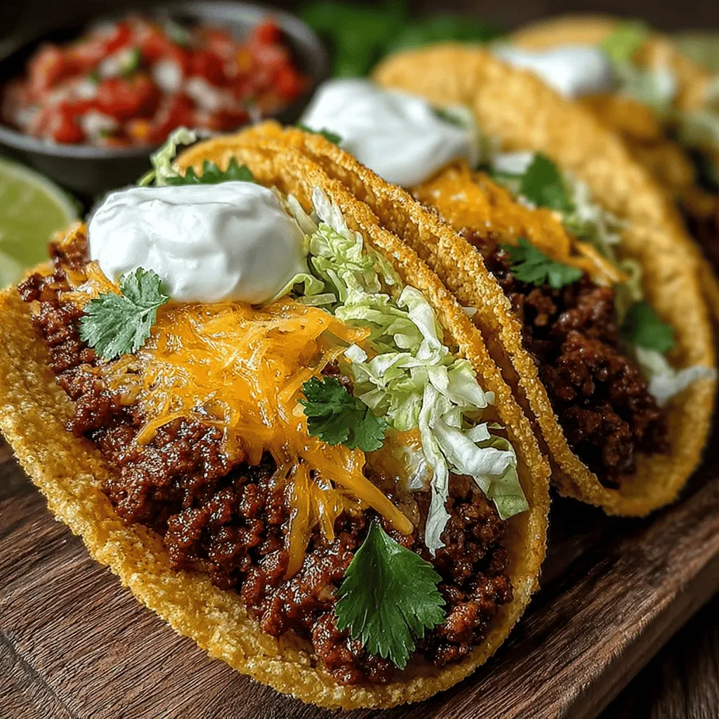 Classic beef tacos are a cherished dish that holds a special place in the hearts and kitchens of many families across the globe. These tacos are not just a meal; they are an experience, bringing together a harmonious mix of flavors and textures that can turn any gathering into a festive occasion. The foundation of this dish lies in the seasoned ground beef, which provides a savory, hearty base, complemented by fresh salsa that adds a burst of freshness and zest. Whether you're preparing a casual weeknight dinner, hosting a lively taco night, or simply craving some comfort food, this recipe is sure to satisfy.