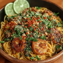 Sizzling Spicy Garlic Noodles with Shrimp