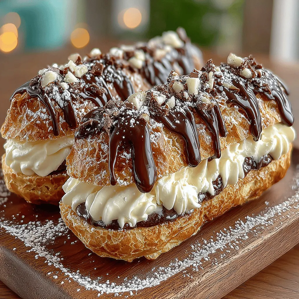 The cream filling is the heart of the chocolate éclairs, enhancing both their flavor and texture. This luscious filling balances the lightness of the choux pastry and the richness of the chocolate glaze, making each bite heavenly.