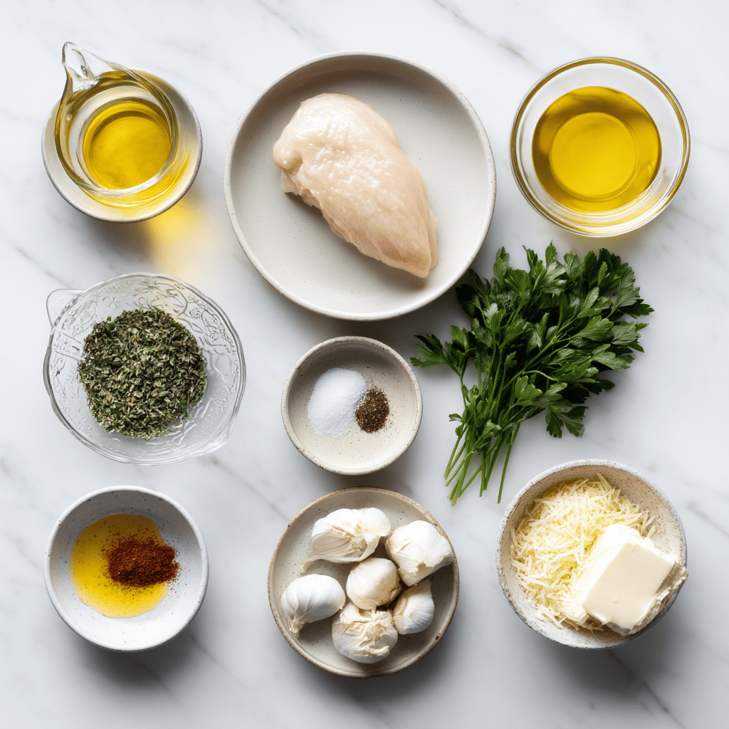 Ingredients for Creamy Garlic Butter Chicken Skillet: Fast and Flavorful