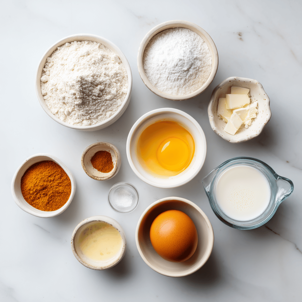 Ingredients for Pumpkin Spice Pancake Bites for a Fall Breakfast Delight